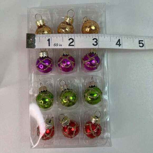 Hand Made Crystal Art Glass Holiday Christmas Trees + 12 Colorful Ornaments - Picture 7 of 10